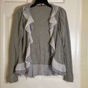Gray Ruffled Cardigan